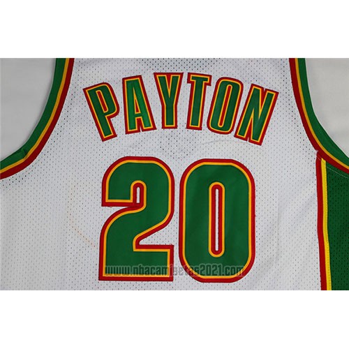 Camiseta Historic Retro Seattle SuperSonics Gary Payton #20 Blanco